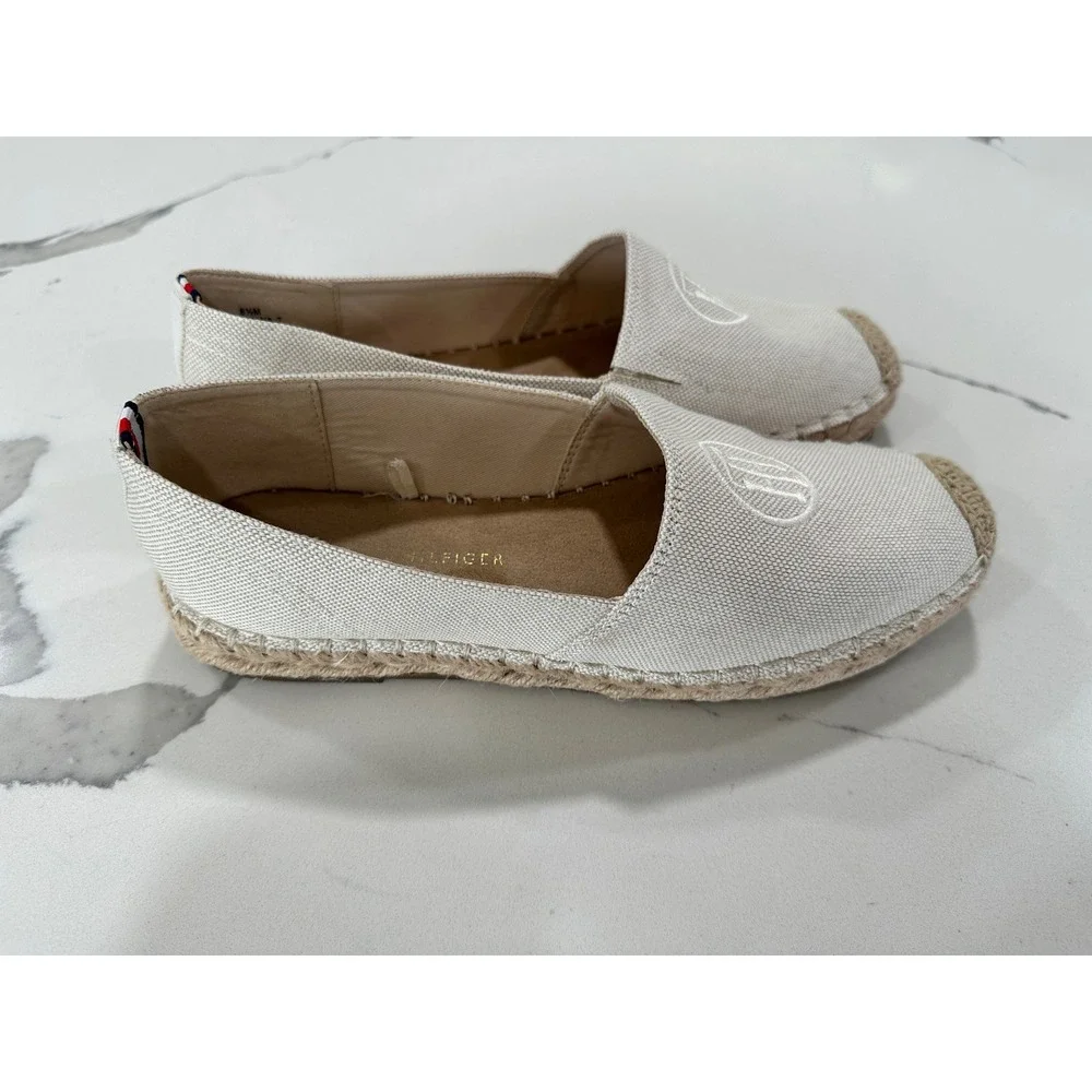 Tommy Hilfiger Espadrille Flats Women's 8.5 M‎ Canvas Logo Slip On Casual